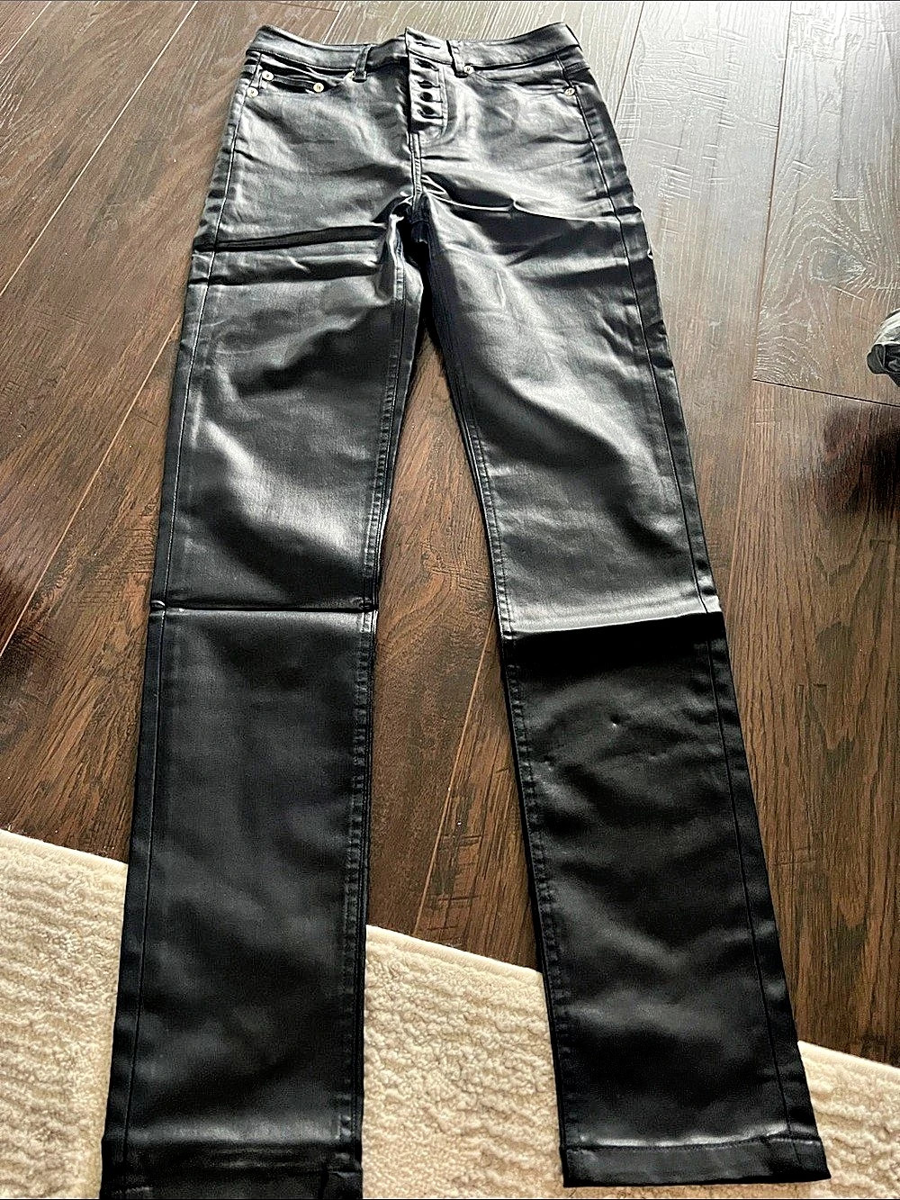 The Kooples Faux Leather Straight Leg Pants Black Skinny Pants NWT